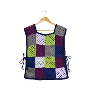 Up-Cycled Hand Crafted Dark Hues Granny Square Vest | One Size